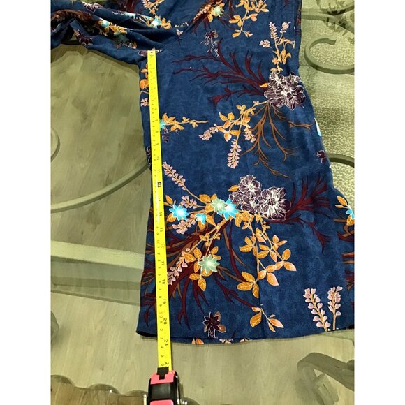 MONROE & MAIN WOMENS NAVY FLORAL ZIPUP CLOSURE STRAIGHT LEG JUMPSUIT SIZE 10 - Picture 7 of 7